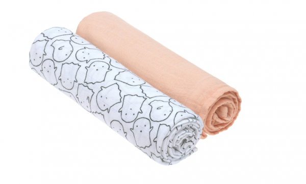 Mulltücher- Muslin XL 2 Stück, apricot/weiß
